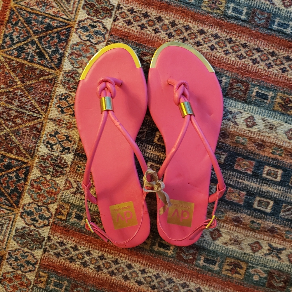 Bright Pink & Gold Dolce Vita Sandals - Picture 3 of 3